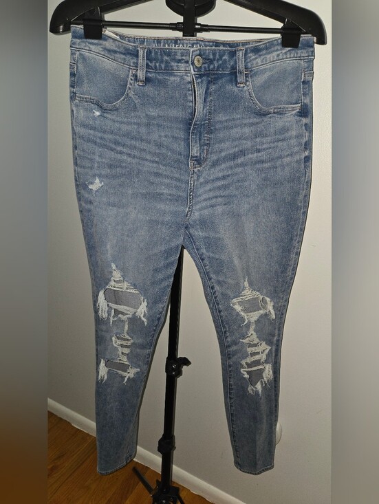 American Eagle Outfitters Denim - American Eagle Outfitters Distressed Light Blue Straight Leg Jeans